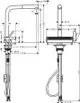Hansgrohe Spültischmischer mit Ausziehfunktion, kombinierbarer Wasserstrahl, vertikale Form mit verschiedenen Anschlüssen, kein sichtbares Zubehör im Bild.